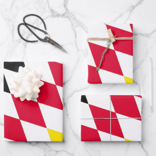 Schwarz Rot Gelb Blau Bayern Diamant Flaggenmuster Geschenkpapier Set