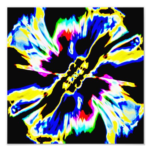 Schwarz, Rot, Gelb, Blau-Raum-Blume Fotodruck (Vorne)