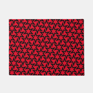 Schwarz-Rot-Geometrisches Sternmuster Fußmatte