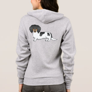 Schwarz-Rot-Gescheckter Langhaar-Dachshund-Hund Hoodie