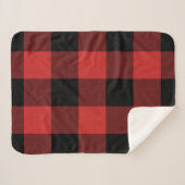 Schwarz-Rot-Gingham-Muster Sherpadecke (Vorderseite (Horizontal))