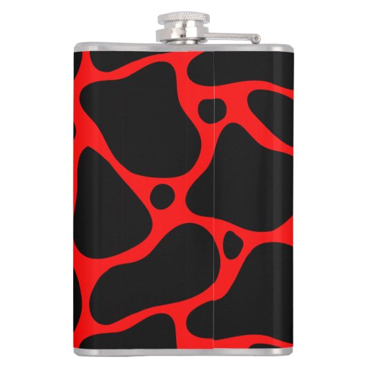 Schwarz-Rot-Giraffenmuster bei Tieren Flachmann (Rückseite)