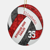 Schwarz-Rot-Girl-Volleyball-Teamfarben Keramik Ornament (Links)