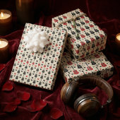 Schwarz-Rot-Gitarre-Herzmuster auf Off-White Geschenkpapier Set