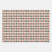 Schwarz-Rot-Gitarre-Herzmuster auf Off-White Geschenkpapier Set (Vorderseite 2)