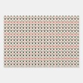 Schwarz-Rot-Gitarre-Herzmuster auf Off-White Geschenkpapier Set (Vorderseite)