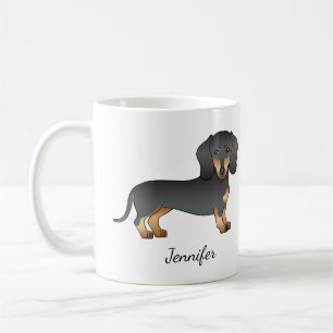 Schwarz-Rot glatthaariger Dachshund Hund & Name Kaffeetasse