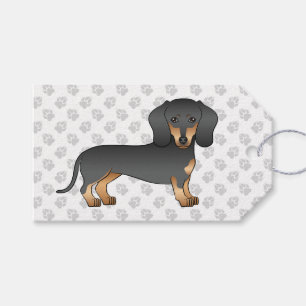 Schwarz-Rot glatthaariger Dachshund Hund & Pfoten Geschenkanhänger