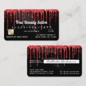 Schwarz-Rot-Glitzer-Tropfen: Metallischer Kredit Visitenkarte (Vorne/Hinten)