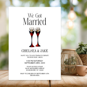Schwarz Rot Gold Champagnerglas Hochzeit After Par Einladung