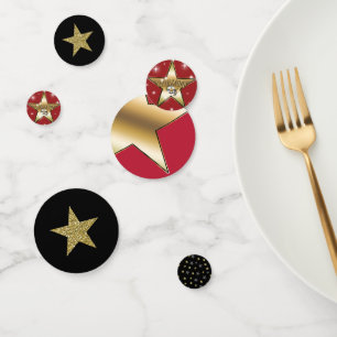 Schwarz Rot Gold Glitter Sterne Hollywood Party Konfetti