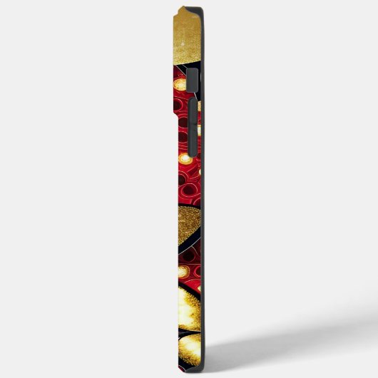 Schwarz-Rot-Gold-Glitzer Schmetterlinge nach Maß Case-Mate iPhone Hülle (Rückseite / Links)