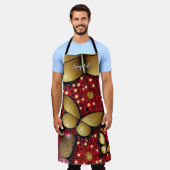 Schwarz-Rot-Gold-Glitzer Schmetterlinge nach Maß Schürze (Getragen)