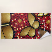 Schwarz-Rot-Gold-Glitzer Schmetterlinge nach Maß Strandtuch (Vorderseite)