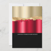 Schwarz Rot Gold Maskerade Geburtstag Maske Chic Einladung (Rückseite)