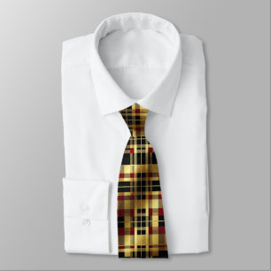 Schwarz Rot & Gold Tartan Karo Krawatte