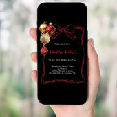 Schwarz-Rot-Goldbaubles-Bug Weihnachts-Party Einladung