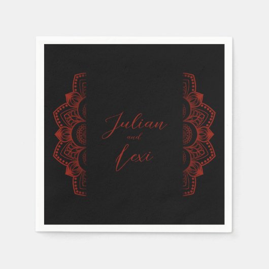 Schwarz-Rot-Gothic-Hochzeitshadiding Serviette (Vorderseite)