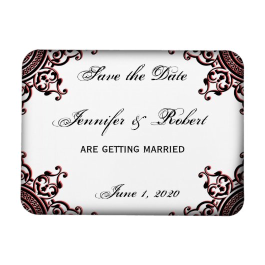 Schwarz-Rot-Gothic-Rollen Save the Date Magnet (Horizontal)