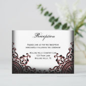 Schwarz-Rot-Gothic-Scroll-Hochzeitsempfang Einladung (Stehend Vorderseite)