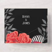 Schwarz-Rot-Gotik-Blumenhandschuh All In One Einladung (Rückseite)