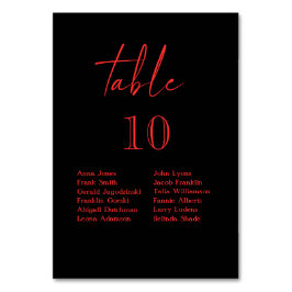 Schwarz-Rot-Gotik-Blütenblütenhochzeit Tischnummer