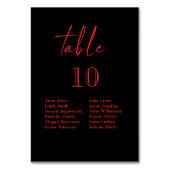 Schwarz-Rot-Gotik-Blütenblütenhochzeit Tischnummer (Vorderseite)