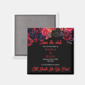 Schwarz-Rot-Gotik Blütendark Save the Date Magnet (Vorderseite/Rückseite)