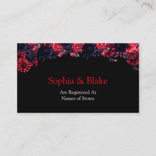 Schwarz-Rot-Gotik-Dunkelblut-Hochzeitsregister Begleitkarte (Vorderseite)