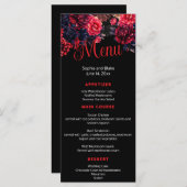 Schwarz-Rot-Gotik, Dunkles Blumenmenü Menükarte (Vorne/Hinten)