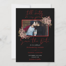 Schwarz-Rot-Gotik-Foto Hochzeit Save The Date