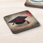 Schwarz-Rot-Graduierungskappe Getränkeuntersetzer (Linke Seite)