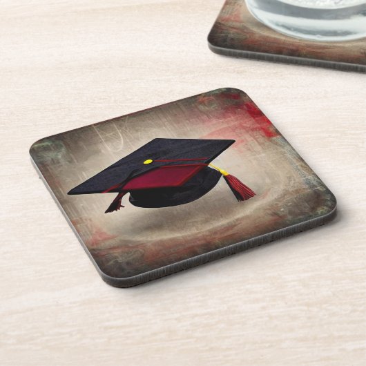 Schwarz-Rot-Graduierungskappe Getränkeuntersetzer (Linke Seite)