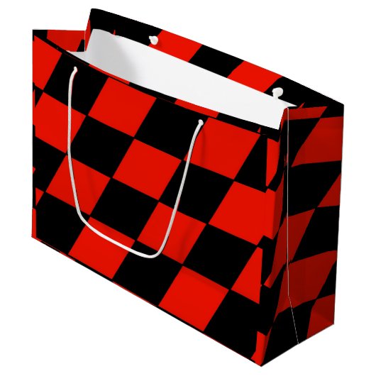 Schwarz/Rot Große Geschenktüte (Vorderseite Schrägansicht)