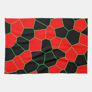 Schwarz Rot Grün Modernes, trendy Muster Geschirrtuch