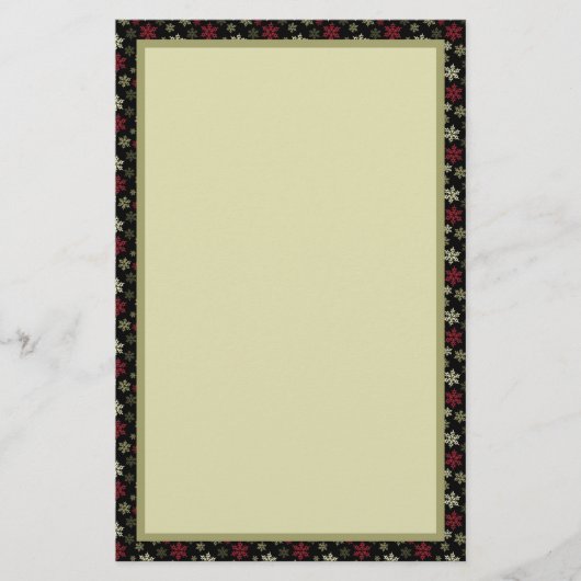 Schwarz-Rot-Grün-Schneeflockenmuster Briefpapier (Vorderseite)