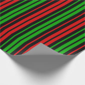 Schwarz Rot Grün Streifen Muster   Geschenkpapier (Ecke)