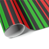 Schwarz Rot Grün Streifen Muster   Geschenkpapier (Rolleneckpunkt)