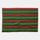 Schwarz Rot Grün Streifen Muster   Geschirrtuch (Horizontal)