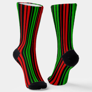 Schwarz Rot Grün Streifen Muster Socken