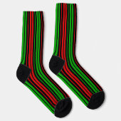 Schwarz Rot Grün Streifen Muster   Socken (Rechts)