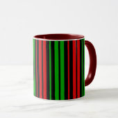 Schwarz Rot Grün Streifen Muster Tasse (VorderseiteRechts)
