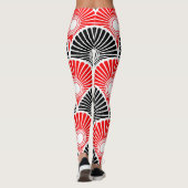 Schwarz-Rot-Halbkreis-Wellenmuster-Leggings Leggings (Rückseite)