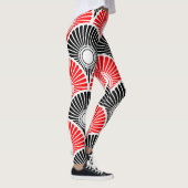 Schwarz-Rot-Halbkreis-Wellenmuster-Leggings Leggings (Rechts)