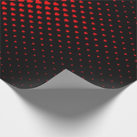 Schwarz-Rot-Halbton-Herz-Muster Geschenkpapier (Ecke)