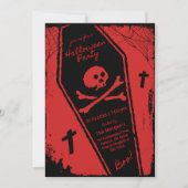 Schwarz-Rot-Halloween-Party Einladung (Vorderseite)
