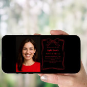 Schwarz-Rot-Hand-gezeichnet Bogen-Foto Geburtstag Einladung