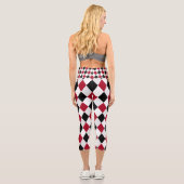 Schwarz-Rot-Harlequin-Muster Capri Leggings (Rückseite)