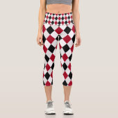 Schwarz-Rot-Harlequin-Muster Capri Leggings (Vorderseite)