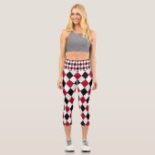 Schwarz-Rot-Harlequin-Muster Capri Leggings (Vorderseite)